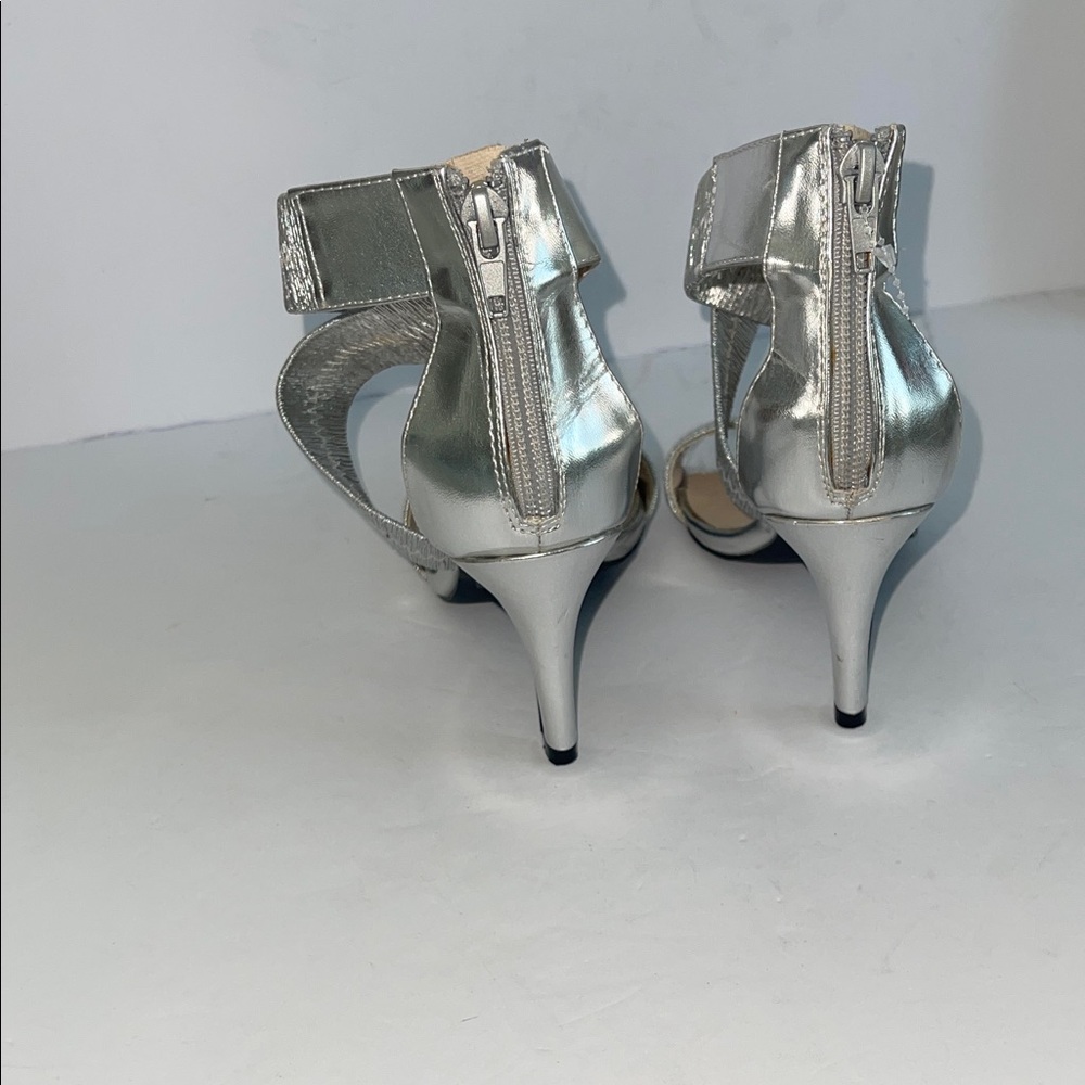Qupid Silver Strappy Women's Sandals - Picture 3 of 5